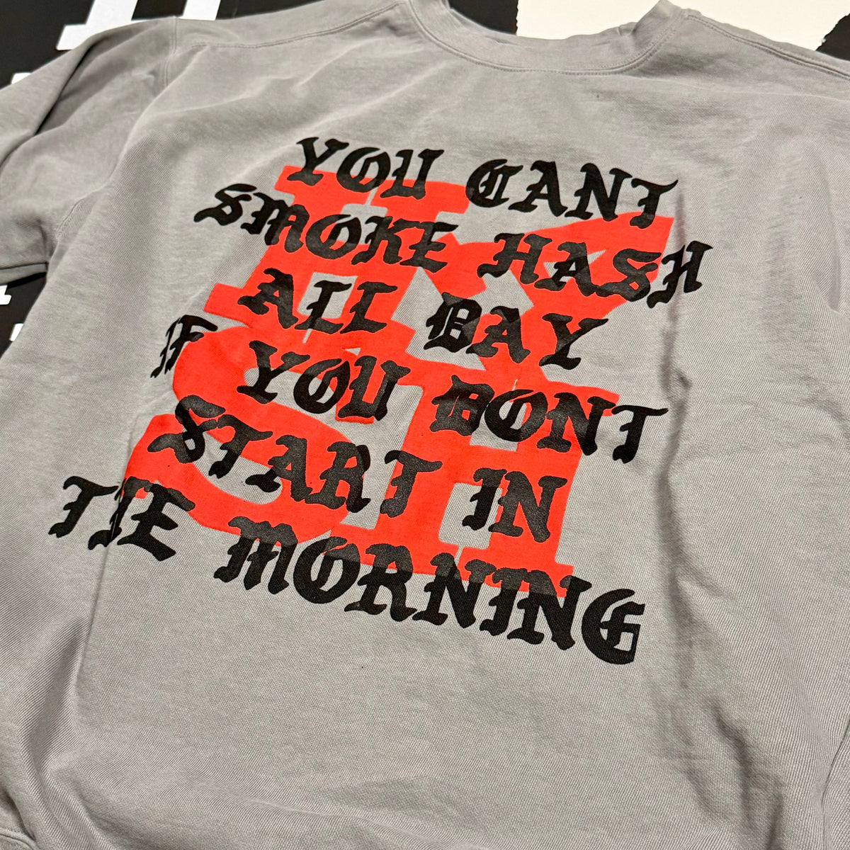 Start In The Morning Crewneck in Black/Red/Grey