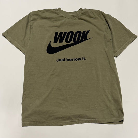 Just Borrow It Shirt in Black/Olive