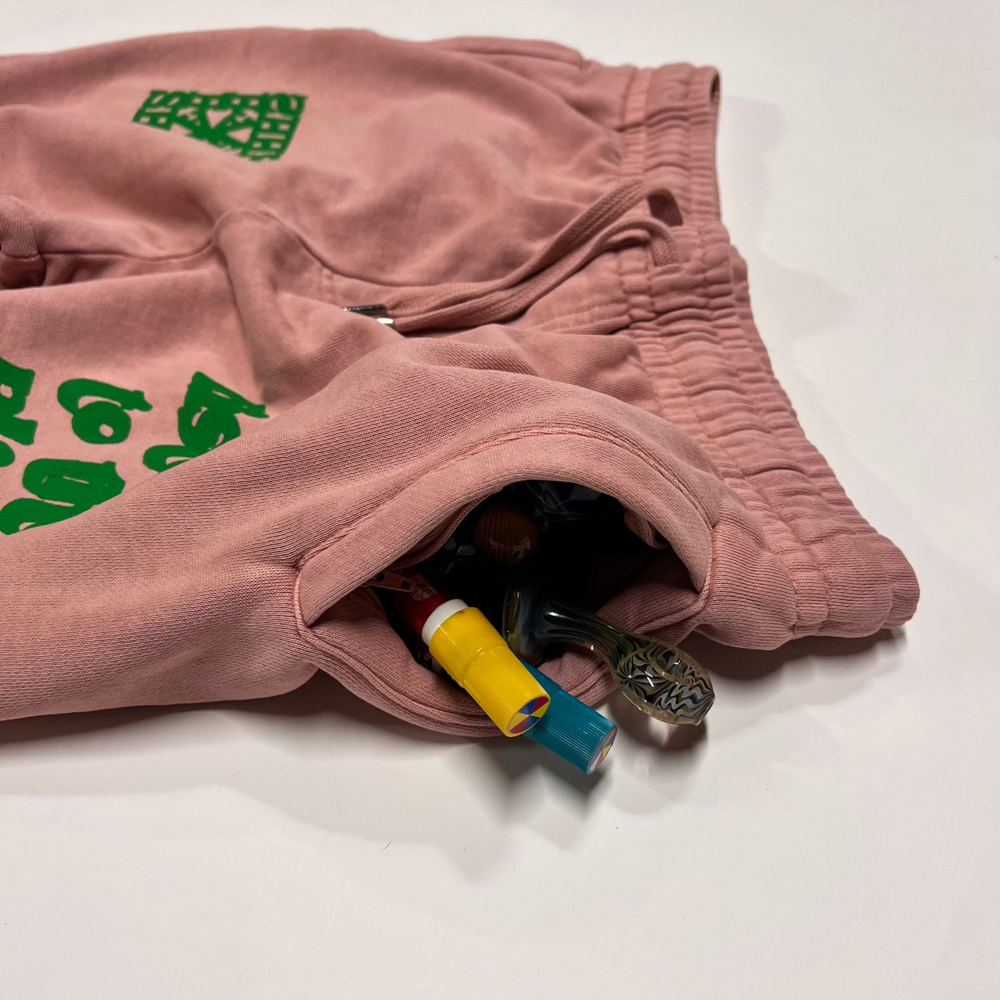 Washroom Sweats in Green/Salmon