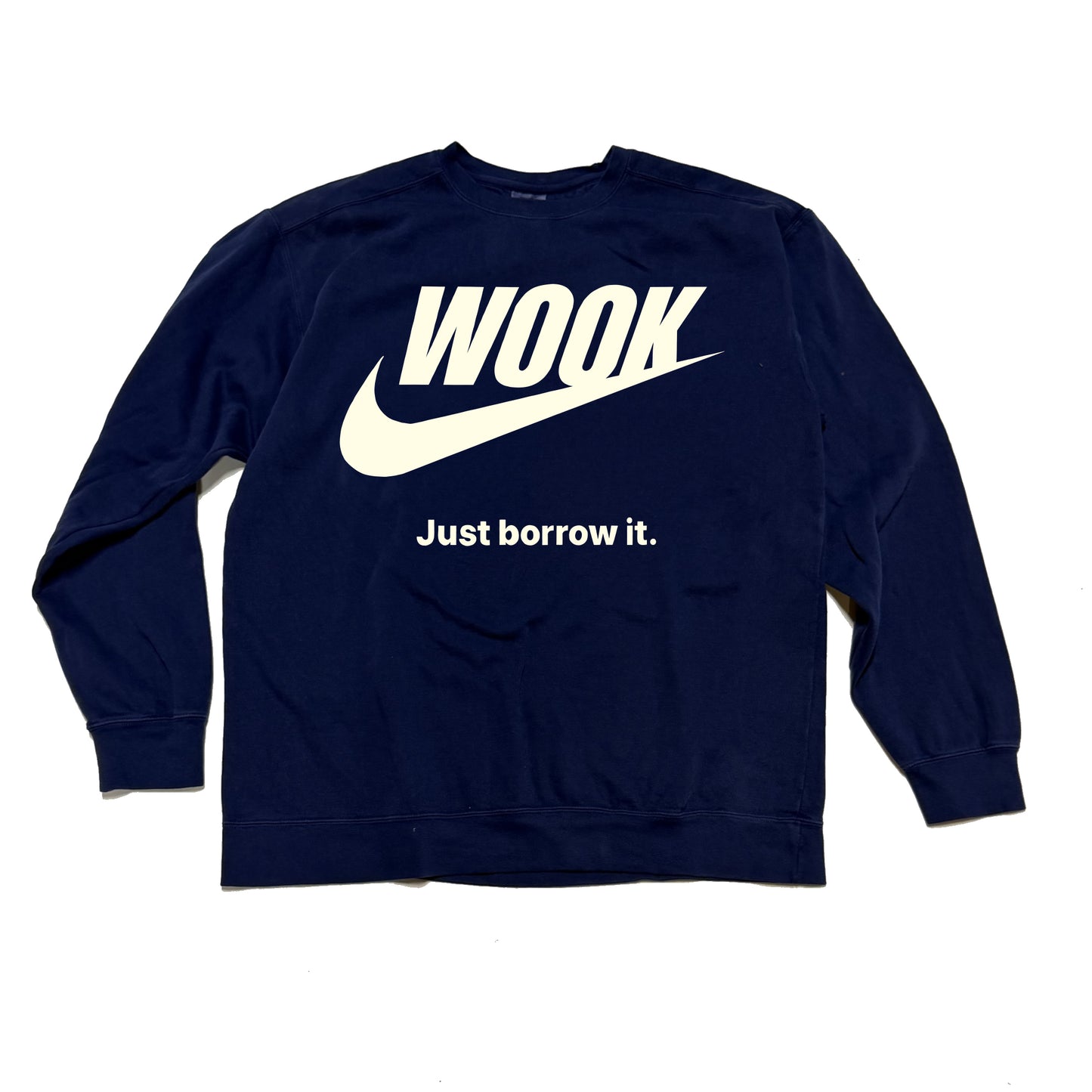 Just Borrow It Crewneck in Cream/Navy